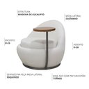 Ver imagem 3 de Poltrona Orgânica Kaira com Mesa Lateral Esquerda Base Fixa Titânio Bouclé Creep Off White - Nexta C
