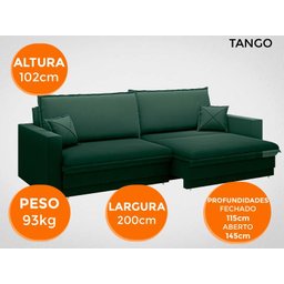 Sofá Tango 2,00M Sem Caixa, Retrátil e Reclinável Velosuede Verde - Netsofás - 7