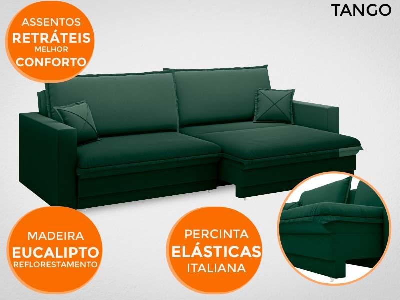 Sofá Tango 2,00M Sem Caixa, Retrátil e Reclinável Velosuede Verde - Netsofás - 5