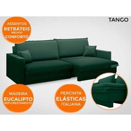 Sofá Tango 2,00M Sem Caixa, Retrátil e Reclinável Velosuede Verde - Netsofás - 5