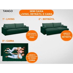 Sofá Tango 2,00M Sem Caixa, Retrátil e Reclinável Velosuede Verde - Netsofás - 2