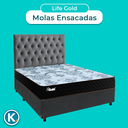 Ver imagem 4 de Cama + Box Cinza e Colchão Molas Ensacadas Casal - Life Gold Paropas + Cabeceira