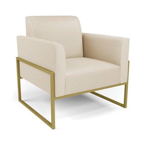 Poltrona Base Industrial Alta Dourado Marisa Corino Bege D03 - D’Rossi