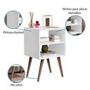Ver imagem 4 de Mesa de Cabeceira e Apoio para Quarto com Prateleira e Pés Retrô Lua Jb 1515 Branco