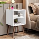 Ver imagem 1 de Mesa de Cabeceira e Apoio para Quarto com Prateleira e Pés Retrô Lua Jb 1515 Branco