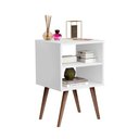 Ver imagem 2 de Mesa de Cabeceira e Apoio para Quarto com Prateleira e Pés Retrô Lua Jb 1515 Branco