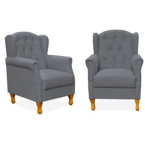 Kit 2 Poltronas Decorativas para Yara Corino Cinza - Lyam Decor