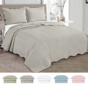 Cobre Leito King Roupa De Cama Colcha Kit 3 Pçs Dupla Face - Concreto