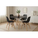 Ver imagem 1 de Kit Mesa Jantar Eiffel 100cm + 4 Cadeiras Colmeia Charles Eames, Preto