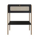 Ver imagem 1 de Mesa de Cabeceira 1 Gaveta Palhinha Pé Metal Oslo Artesano | Nero/dourado