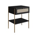 Ver imagem 3 de Mesa de Cabeceira 1 Gaveta Palhinha Pé Metal Oslo Artesano | Nero/dourado