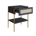 Ver imagem 2 de Mesa de Cabeceira 1 Gaveta Palhinha Pé Metal Oslo Artesano | Nero/dourado