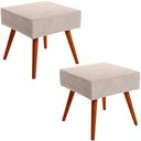 Ver imagem 1 de Kit 2 Puffs Banqueta Decorativa com Pés Palito Lívia Suede Bege