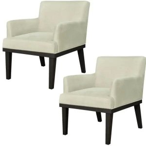 Kit 2 Poltronas Decorativas para e Recepção Beatriz Suede Bege - Lyam Decor
