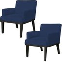 Ver imagem 1 de Kit 2 Poltronas Decorativas para e Recepção Beatriz Suede Azul Marinho - Lyam Decor