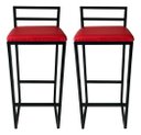 Ver imagem 2 de Kit 2 Banqueta Alta Industrial Moderna Preta P/ Balcão Bistro Cozinha Assento Vermelho