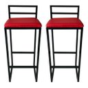 Ver imagem 2 de Kit 2 Banqueta Alta Industrial Moderna Preta P/ Balcão Bistro Cozinha Assento Vermelho
