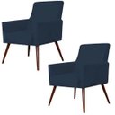 Ver imagem 1 de Kit 2 Poltronas Decorativas para e Recepção Maria Suede Azul Marinho - Lyam Decor
