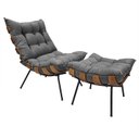 Ver imagem 1 de Poltrona Costela com Puff Costela - Linho Grafite - Moveis Roperi
