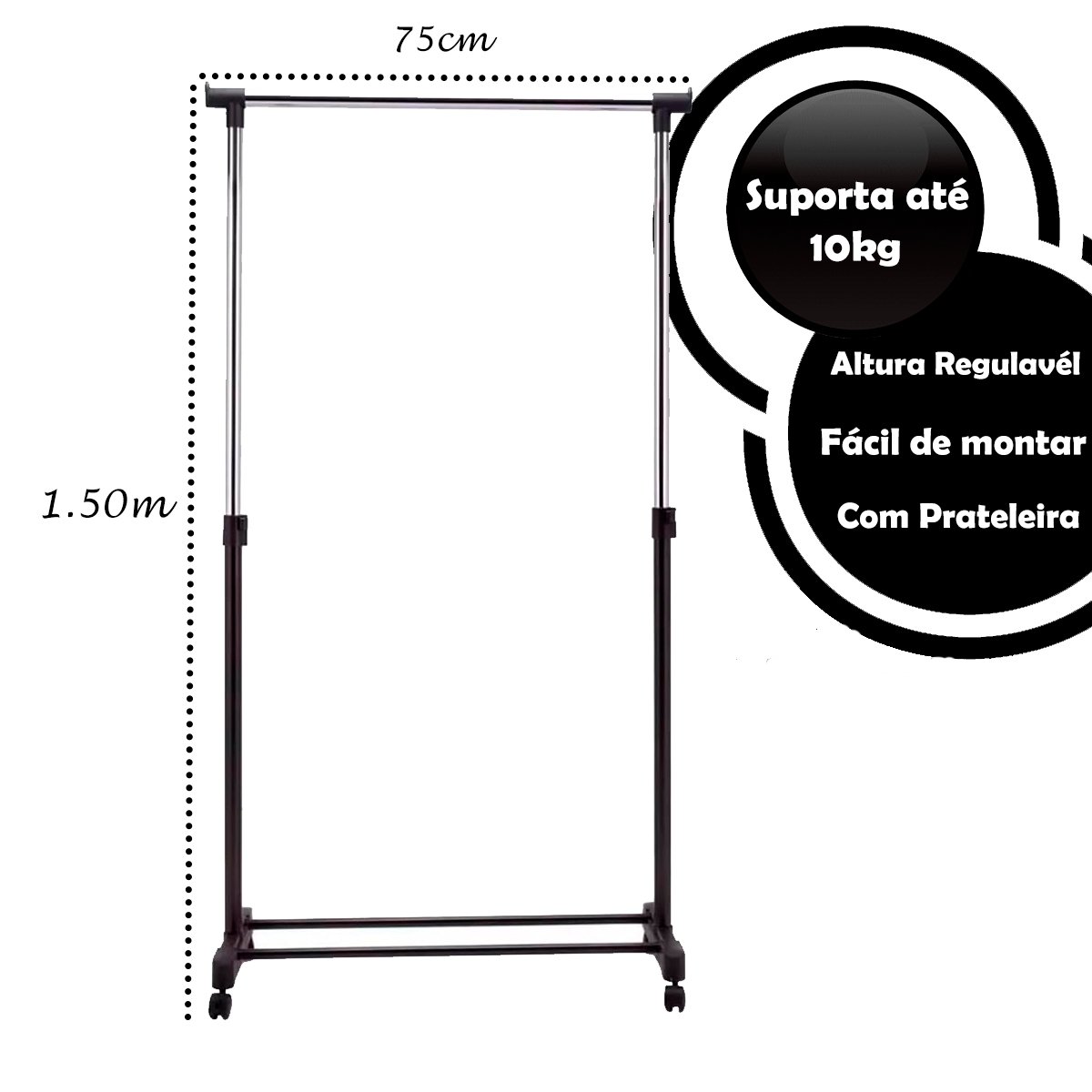 Arara Regulável com Prateleira Cabideiro para Closet Quarto - 5