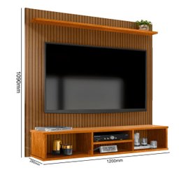 Painel Sala Tv Everest Ripado 3 Nicho 1 Prateleira Suspensa - Ripado/nature - 3