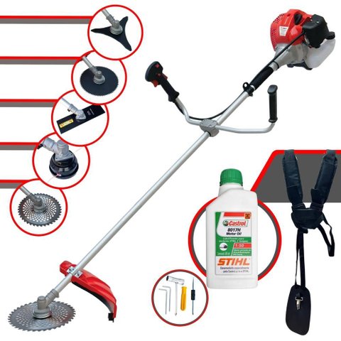 Roçadeira À Gasolina Anmax Cg430p-tb 43cc 2hp 9.000rpm C/ 5 Opções de Cortes + Óleo Stihl
