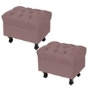 Ver imagem 1 de Kit 2 Puffs Decorativos París Luis XV Capitone Suede Rosê