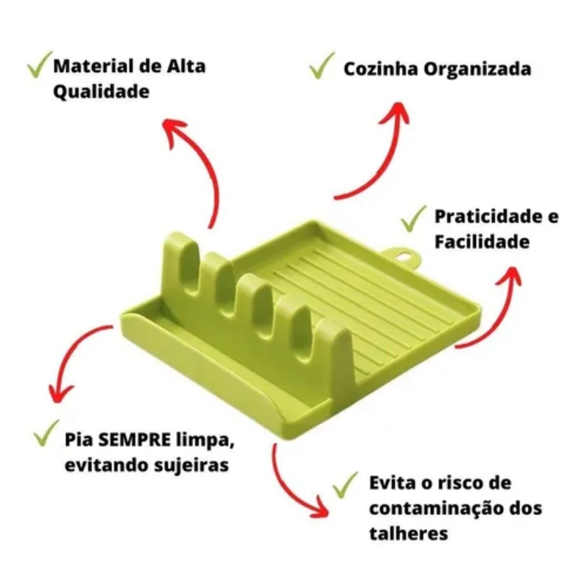 Descanso de Colher e Apoio para Tampas e Talheres de Bancada Cozinha - 6