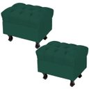Ver imagem 1 de Kit 2 Puffs Decorativos París Luis XV Capitone Suede Verde Musgo