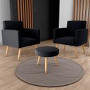 Ver imagem 1 de Conjunto P/ Sala Dallas 2 Poltronas Decorativas e 1 Puff Veludo Inca Preto - Matrix