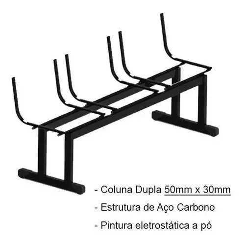 Kit 10 Cadeiras Longarinas Plásticas 03 Lugares – Cor Preta – 23026 - 6