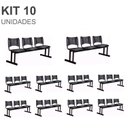Ver imagem 1 de Kit 10 Cadeiras Longarinas Plásticas 03 Lugares – Cor Preta – 23026