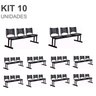 Kit 10 Cadeiras Longarinas Plásticas 03 Lugares – Cor Preta – 23026 - 1
