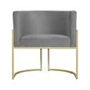 Ver imagem 4 de Kit Namoradeira + 1 Poltrona Decorativa Luana Suede Cinza Base Dourada Ms Decor