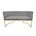Ver imagem 2 de Kit Namoradeira + 1 Poltrona Decorativa Luana Suede Cinza Base Dourada Ms Decor
