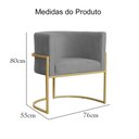 Ver imagem 5 de Kit Namoradeira + 1 Poltrona Decorativa Luana Suede Cinza Base Dourada Ms Decor