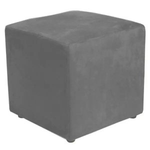 Puff Quadrado Decorativo Suede Cinza