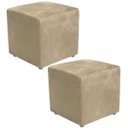Ver imagem 1 de Kit 2 Puffs Quadrado Decorativo Suede Bege