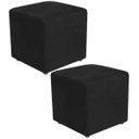 Ver imagem 1 de Kit 2 Puffs Quadrado Decorativo Suede Preto