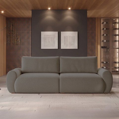 Sofá Living 4 Lugares Chenille Marrom Tec.2304 Murale 240cm Yescasa