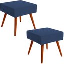 Ver imagem 1 de Kit 2 Puffs Banqueta Decorativa com Pés Palito Lívia Suede Azul Marinho