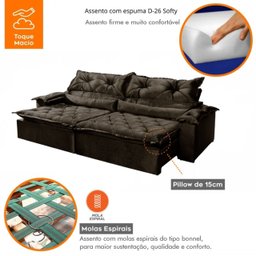 Sofá Retrátil e Reclinável 240cm Sparta - Movenzo Estofados - 4