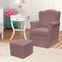 Ver imagem 2 de Poltrona de Amamentação com Balanço e Puff Elisa P02 Suede Rosê - Lyam Decor
