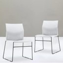 Ver imagem 3 de Kit 2 Cadeiras Fixa Base Preta Empilhável Connect Branco - Lyam Decor