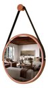 Ver imagem 2 de Espelho Redondo Decorativo Suspenso com Alça 60cm e Suporte - Cobre Alça Preta