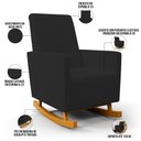 Ver imagem 5 de Poltrona de Amamentação com Balanço e Puff Ravena W01 Suede Preto - Lyam Decor