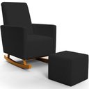 Ver imagem 1 de Poltrona de Amamentação com Balanço e Puff Ravena W01 Suede Preto - Lyam Decor