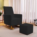 Ver imagem 2 de Poltrona de Amamentação com Balanço e Puff Ravena W01 Suede Preto - Lyam Decor