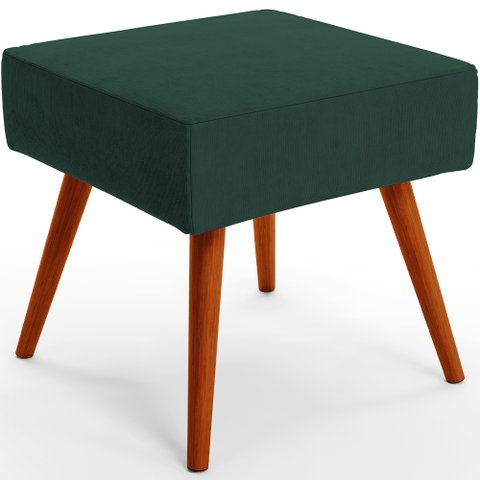 Puff Banqueta Decorativa com Pés Palito Lívia Suede Verde Musgo