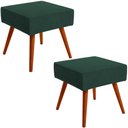 Ver imagem 1 de Kit 2 Puffs Banqueta Decorativa com Pés Palito Lívia Suede Verde Musgo